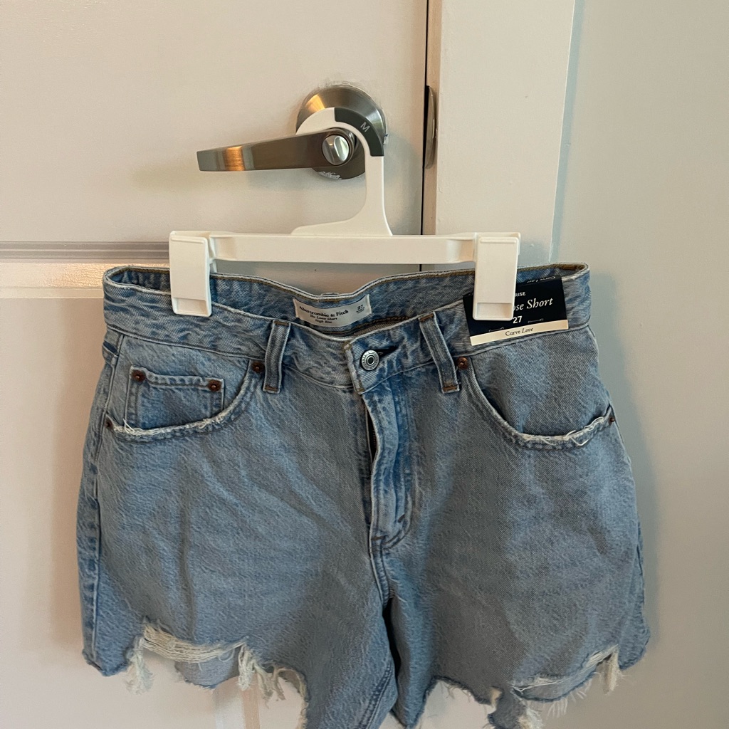 Abercrombie & Fitch High Rise Curve Love Ripped Loose Shorts